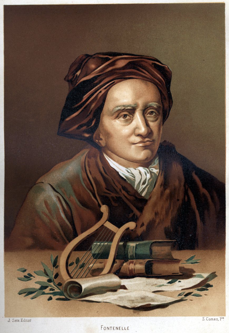 Fontenelle (1657-1757) Bernard Le Bouyer (Le Bovier) portréja. század végi kromolitográfiája. Louis Figuier „La Ciencia y sus Hombres” című könyve alapján. Barcelona 1881 alkotó: Unknown artist