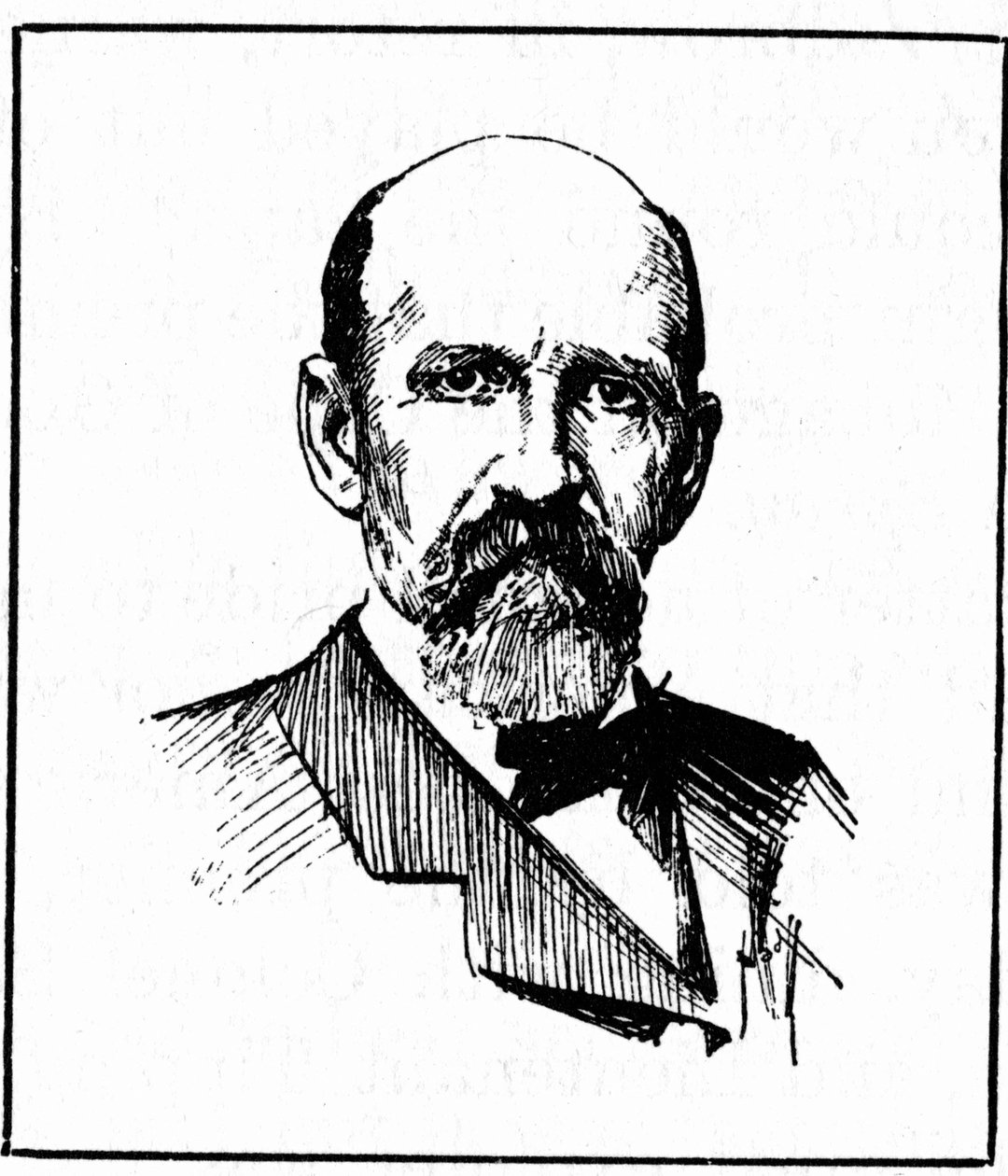 Joshua Slocum kapitány (1844-1909) portréja, aki 1895-ben vállalta az első vitorlás világkörüli túrát. Metszet a XIX. alkotó: Unknown artist