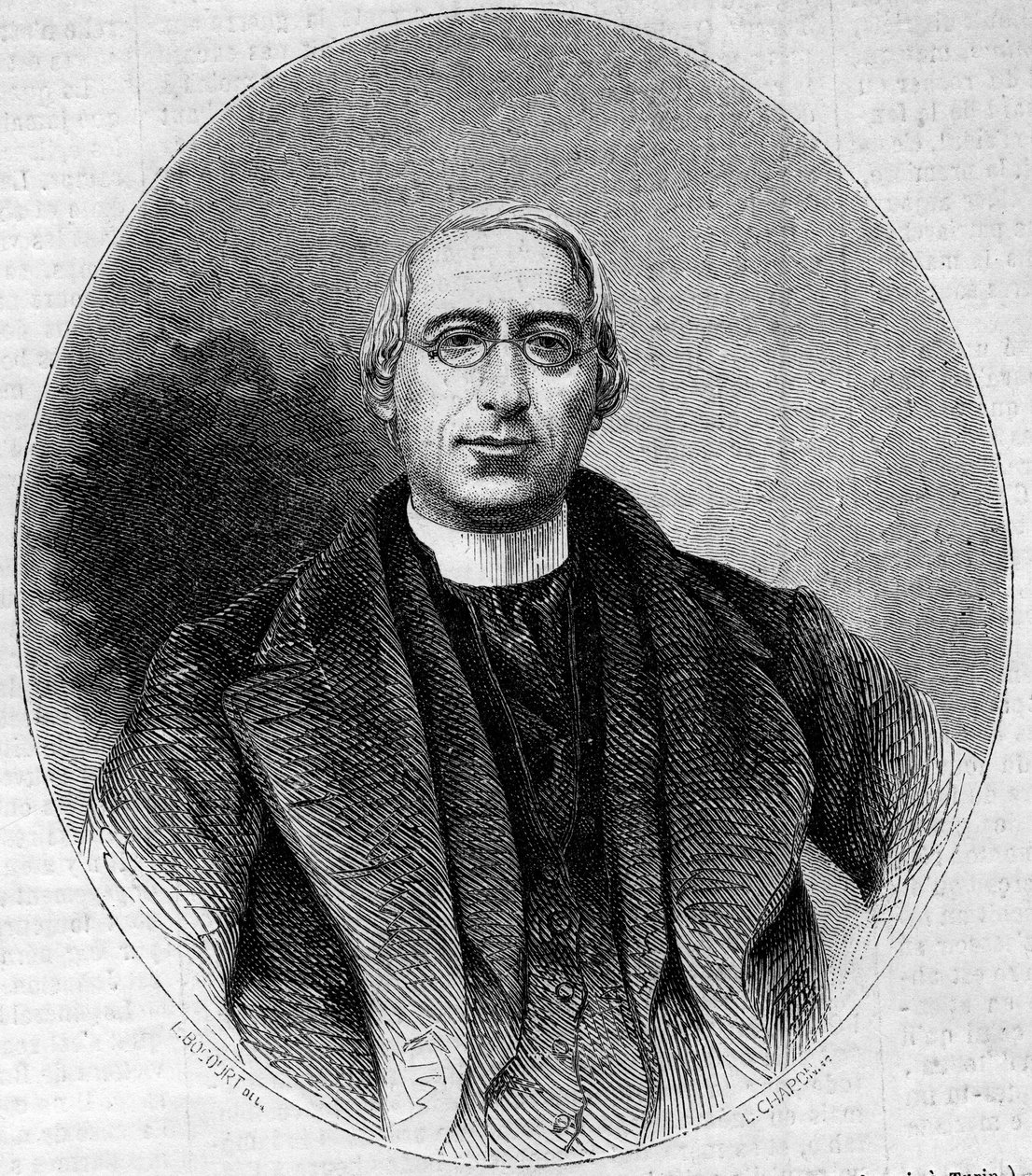 Carlo Passaglia (1812-1887) olasz egyházi ember, Olaszország egységének pártfogója portréja. Metszet az 1861. november 16-i „” Le Monde Illustré” 240. számban. alkotó: Unknown artist