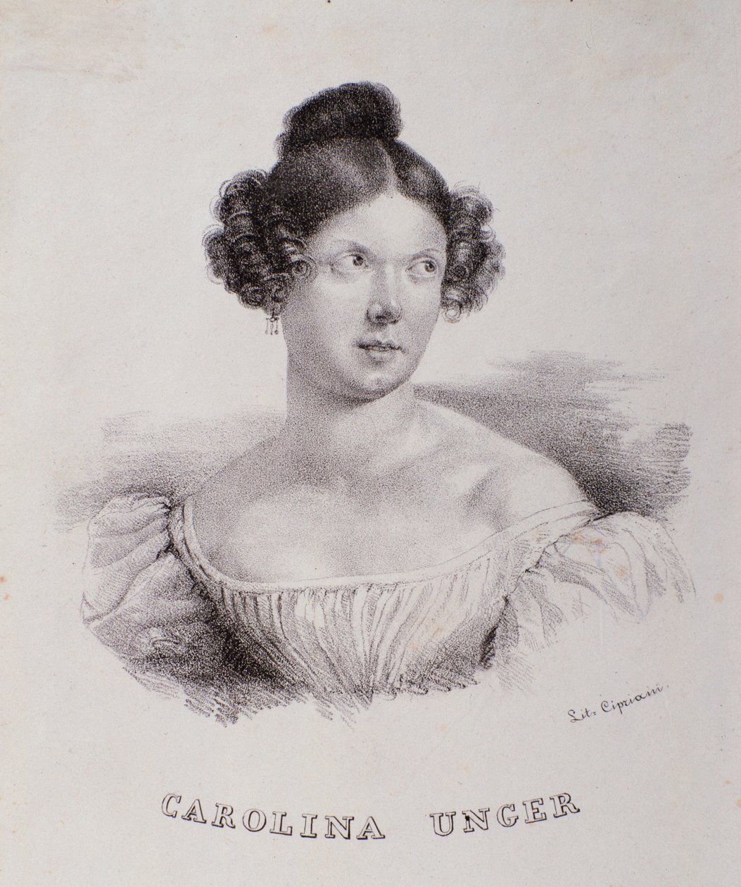 Caroline Ungher (Unger) portréja (metszet alkotó: Unknown artist