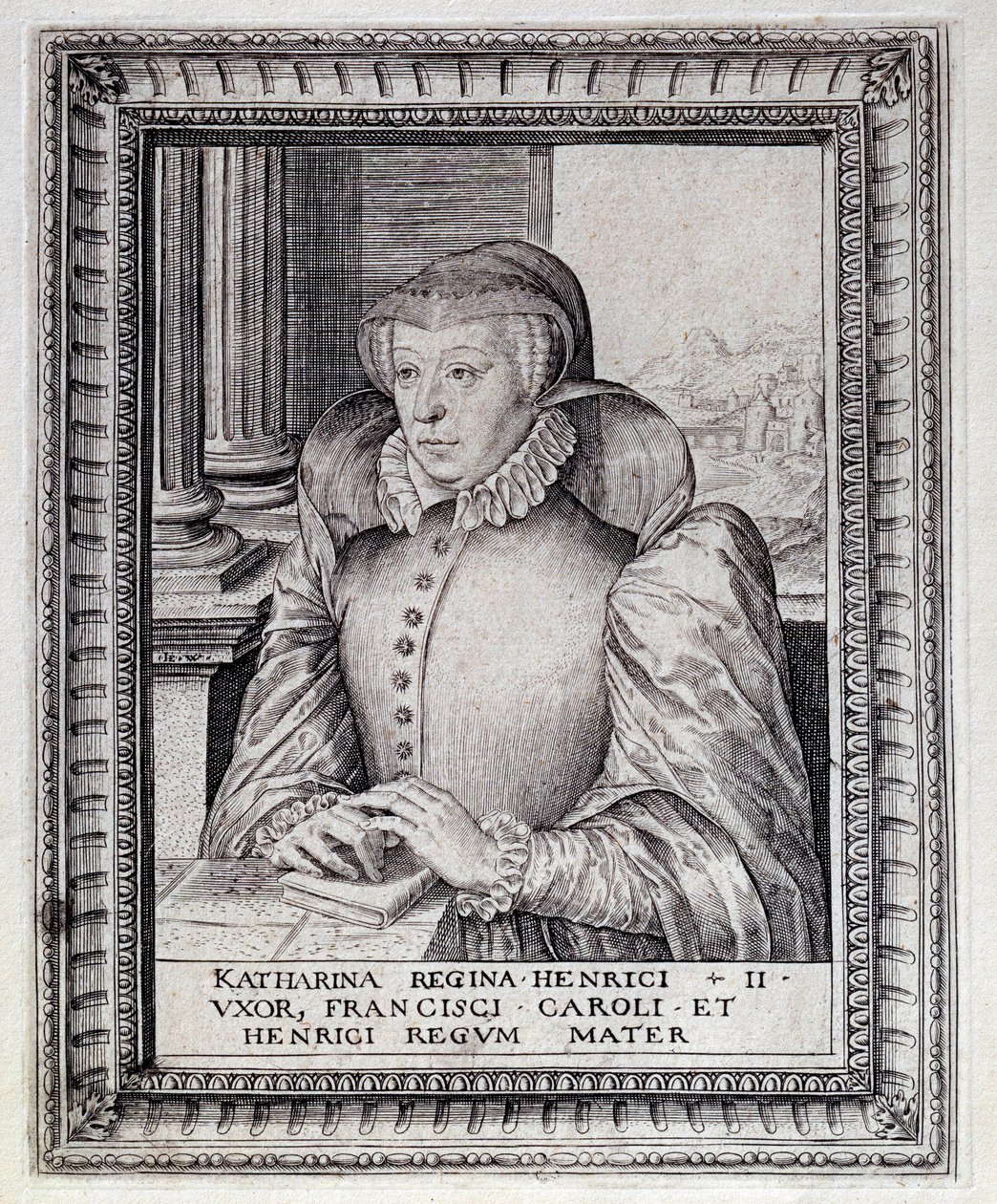Medicis Katalin (Caterina de Medici) (1519-1589), francia királynő portréja. századi metszet. Pau, Musee Du Chateau alkotó: Unknown artist