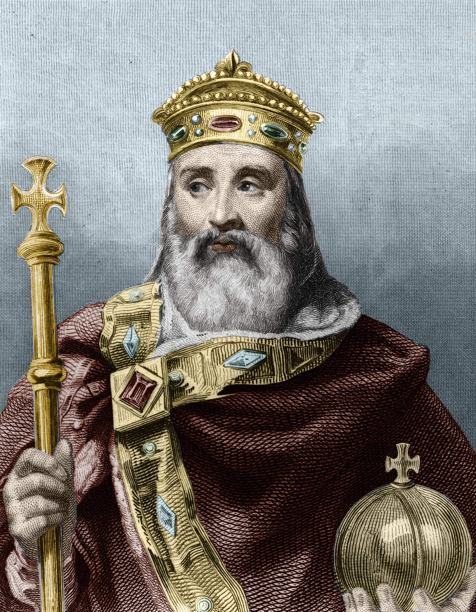 Nagy Károly (742 - 814), francia király portréja - Lavallée Histoire des Français-jában, metszet, nd. alkotó: Unknown artist