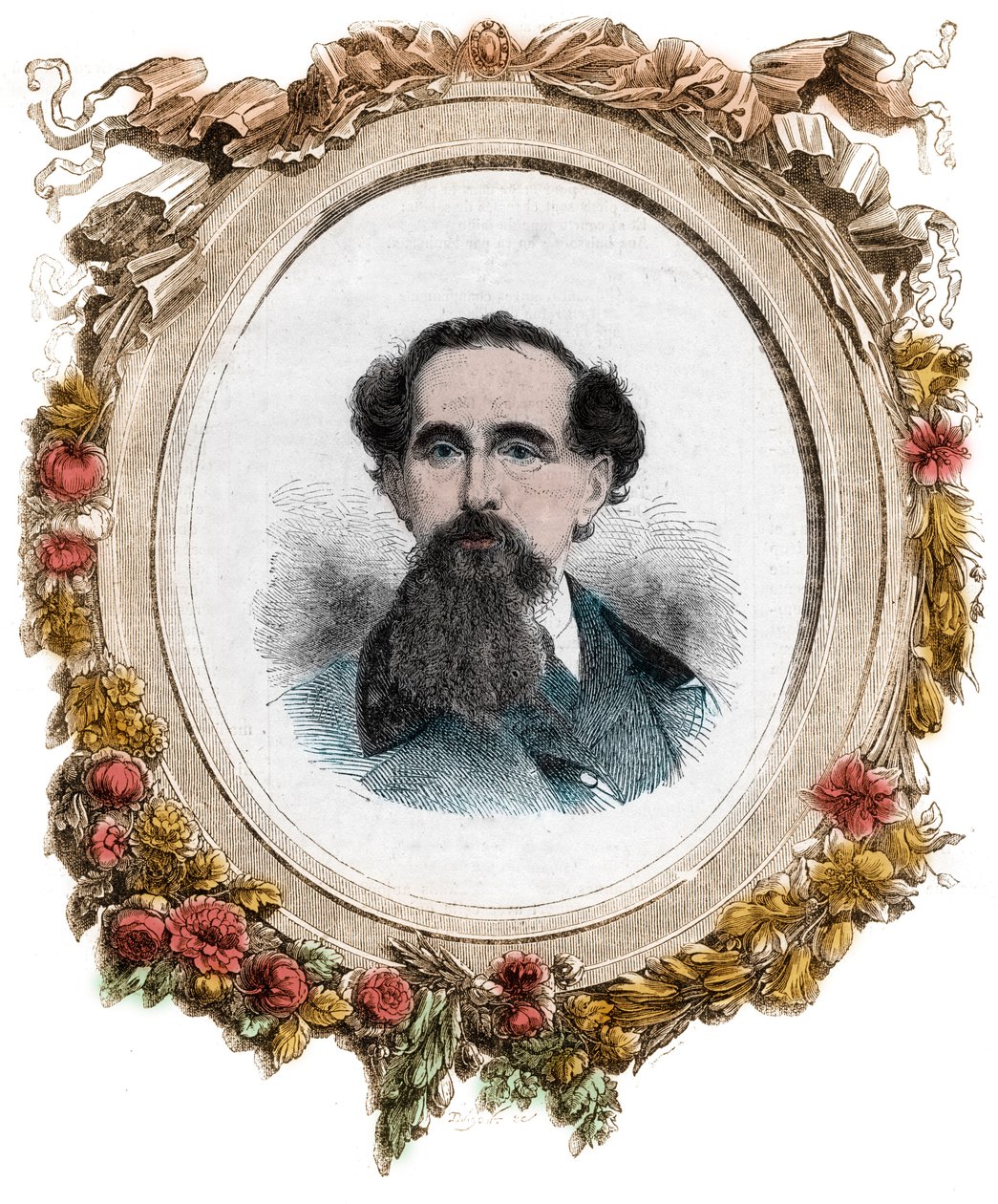 Charles Dickens (1812-1870) angol regényíró portréja, metszet alkotó: Unknown artist