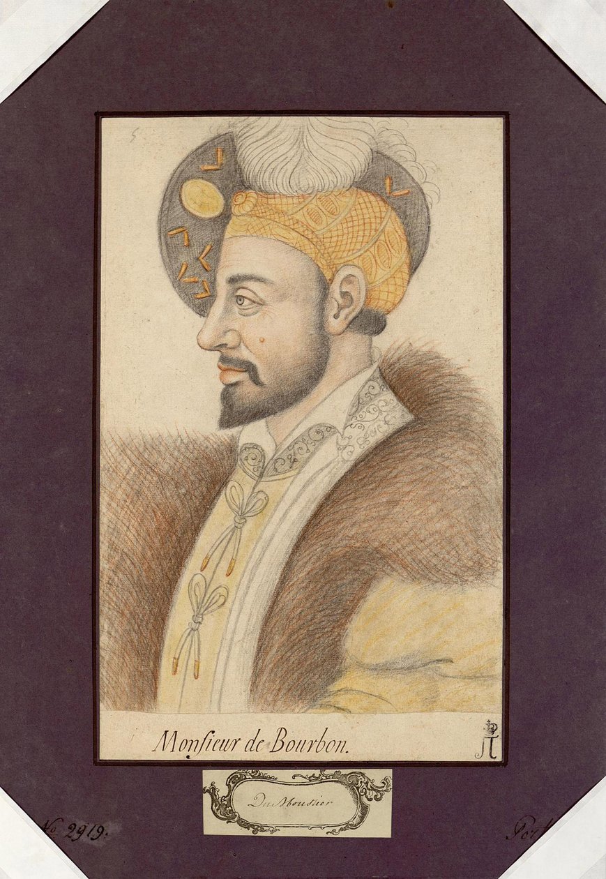 III. Károly Bourbon hercegének (1490-1527), Bourbon névtelen rendőrének portréja. Fekete kréta és szangvinikus papíron, mérete: 30,6x19,2 alkotó: Unknown artist