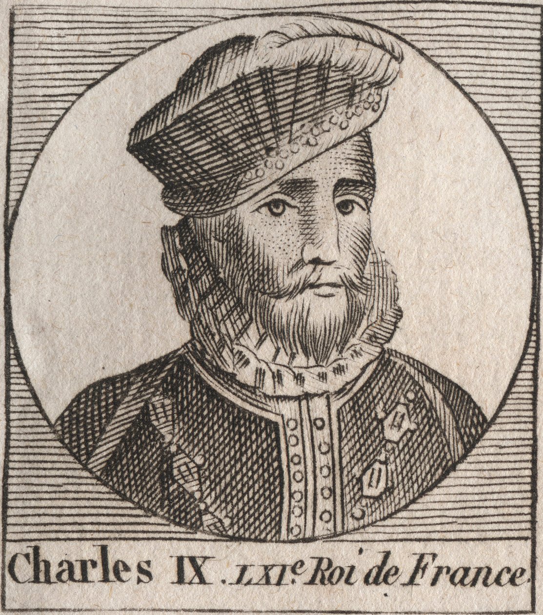 IX. Károly (1550-1574), francia király portréja – IX. Károly francia király 1560 és 1574 között – metszet az „Instruction sur l