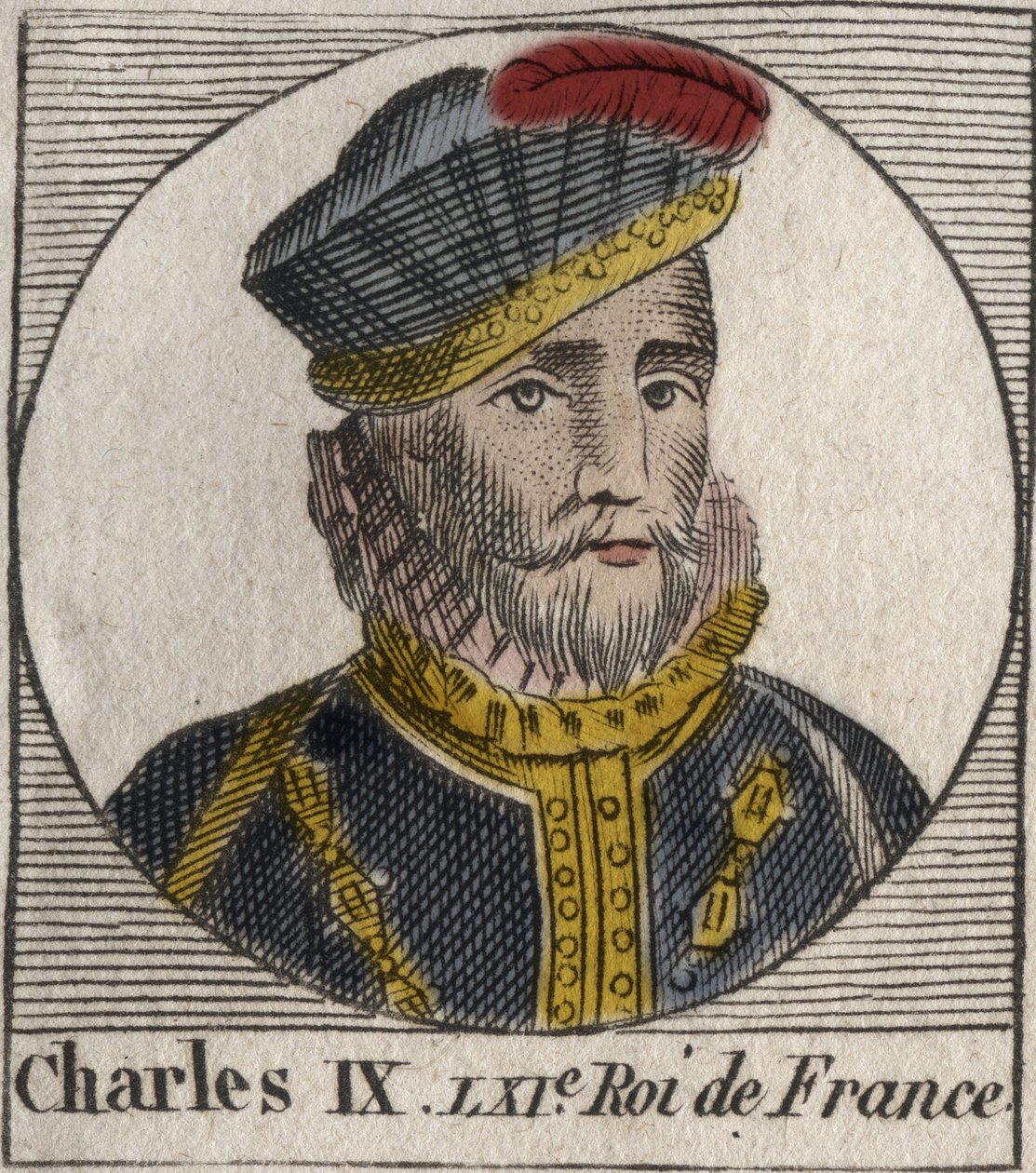 IX. Károly (1550-1574), francia király portréja – IX. Károly francia király 1560 és 1574 között – metszet az „Instruction sur l