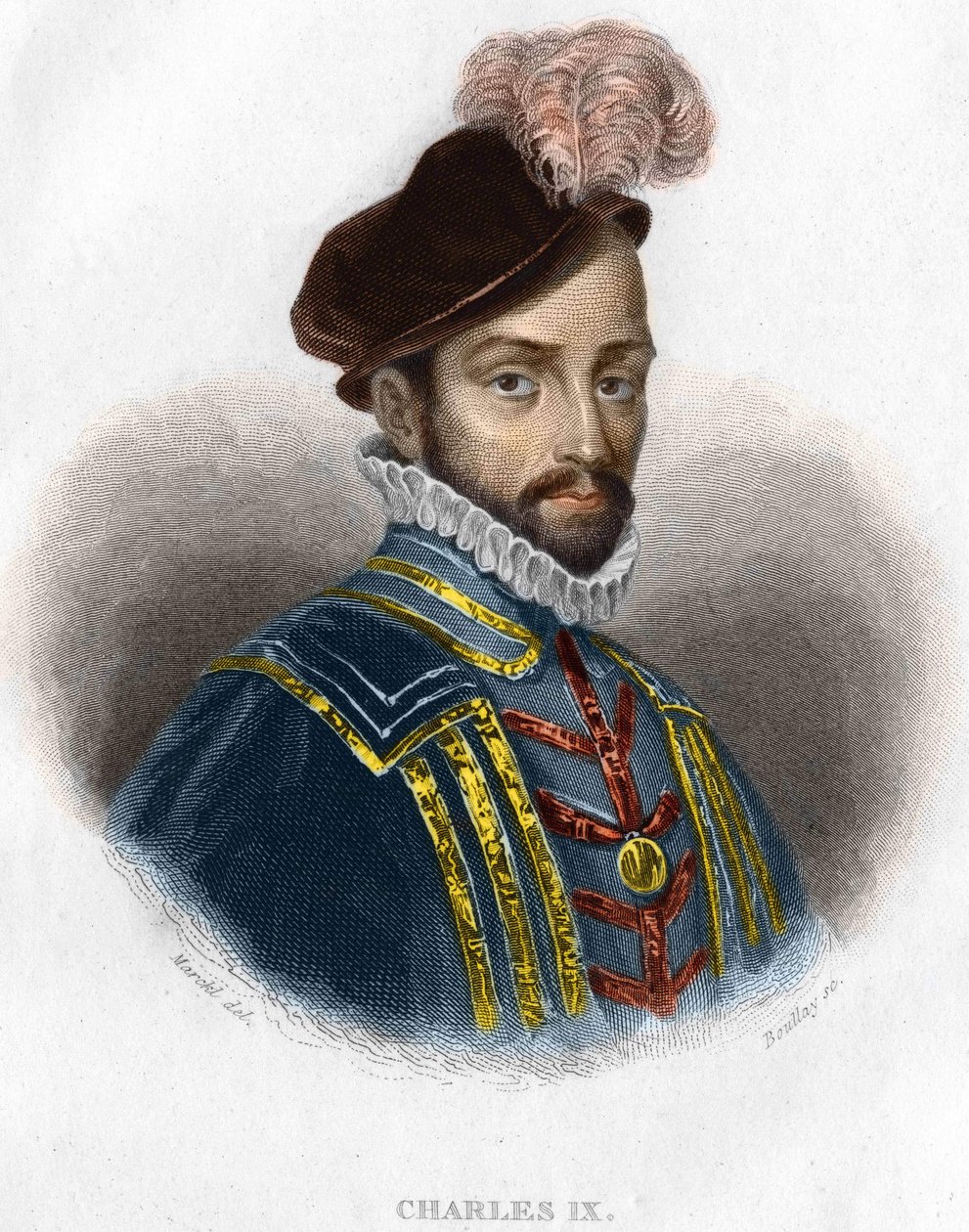 IX. Károly (1550 - 1574), francia király portréja, metszet XIX. alkotó: Unknown artist