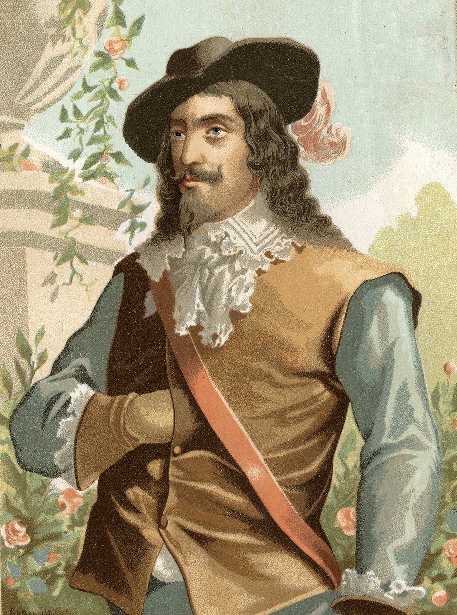 I. Stuart Károly (1600-1649), Anglia, Skócia, Írország királyának portréja "" híres férfiak és nők után. Barcelona 1877. alkotó: Unknown artist