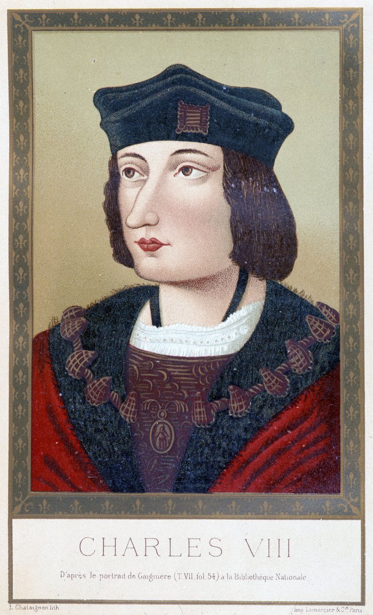 VIII. Károly (1470-1498) portréja – Paul Lacroix „XII. Lajos és Bretagne-i Anna” című művében; szerk. Hurtrel, Párizs alkotó: Unknown artist