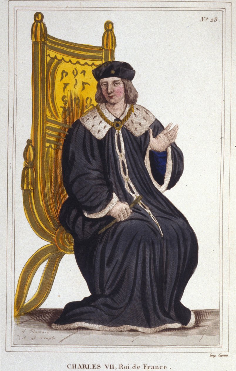 VII. Károly (1403-1461), francia király portréja, 1830-as metszet alkotó: Unknown artist