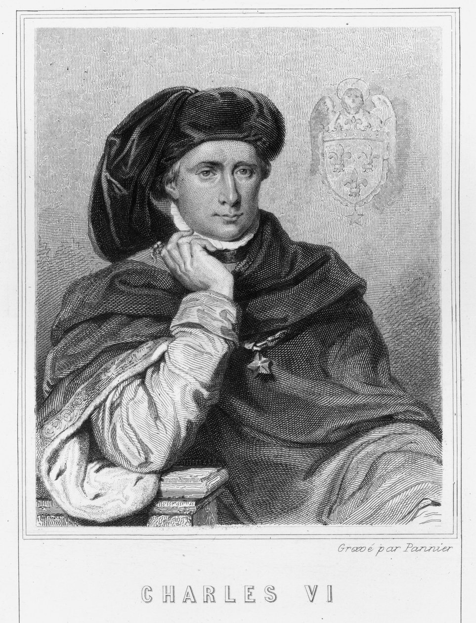 Portrait of Charles VI the Beloved or the Fou (1368 - 1422), King of France - in “Histoire des Français” by Lavallée, engraving, sd. alkotó: Unknown artist