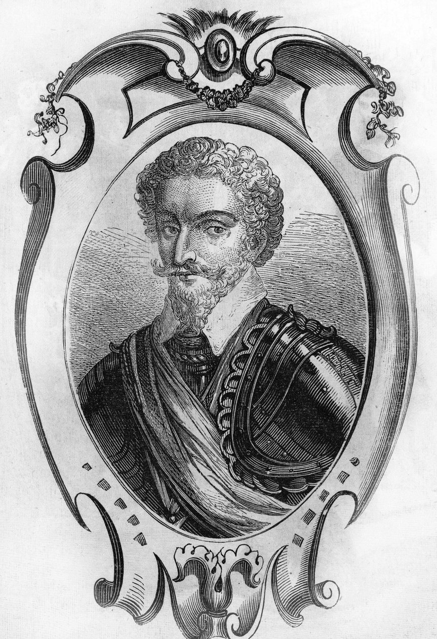 Charles de Gontaut báró, majd Biron hercege (1562-1602) portréja. Maréchal de France. 1866-os metszet. alkotó: Unknown artist
