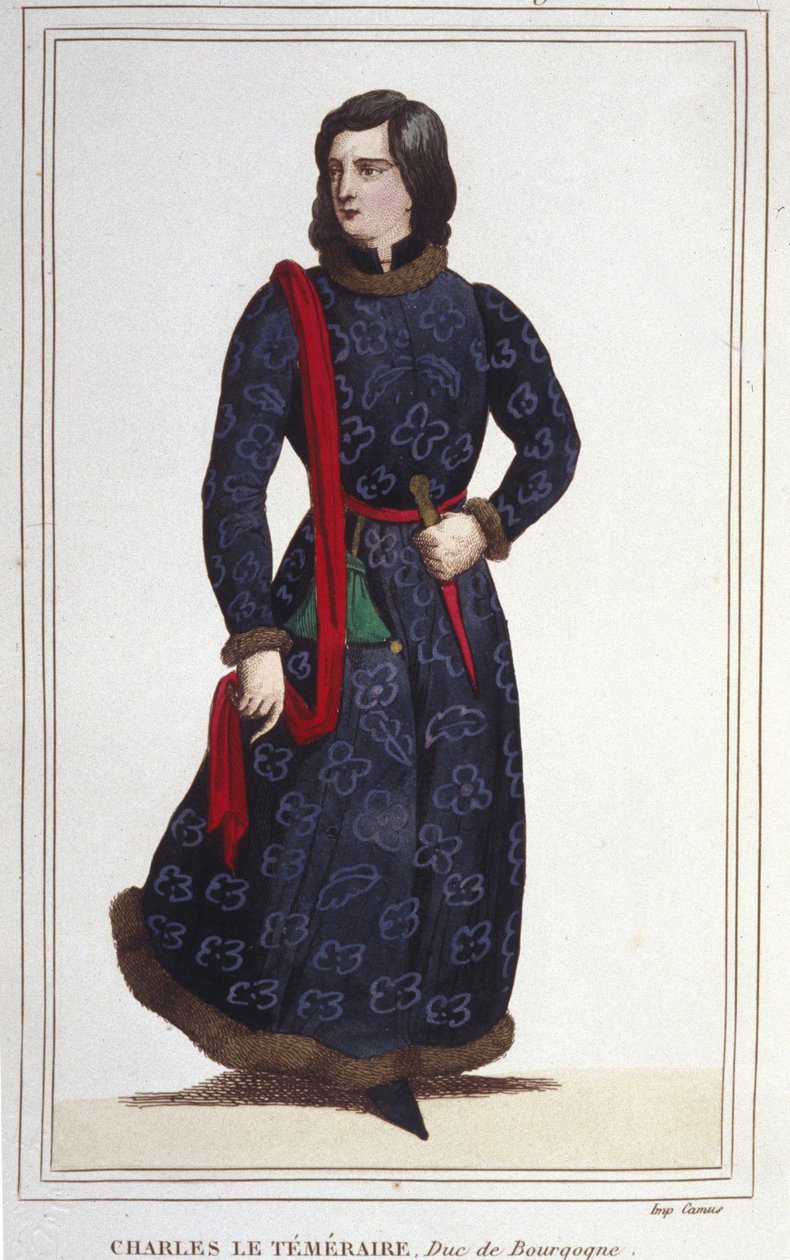 Merész Károly (1433-1477), burgundi herceg portréja. 1830-as metszet alkotó: Unknown artist