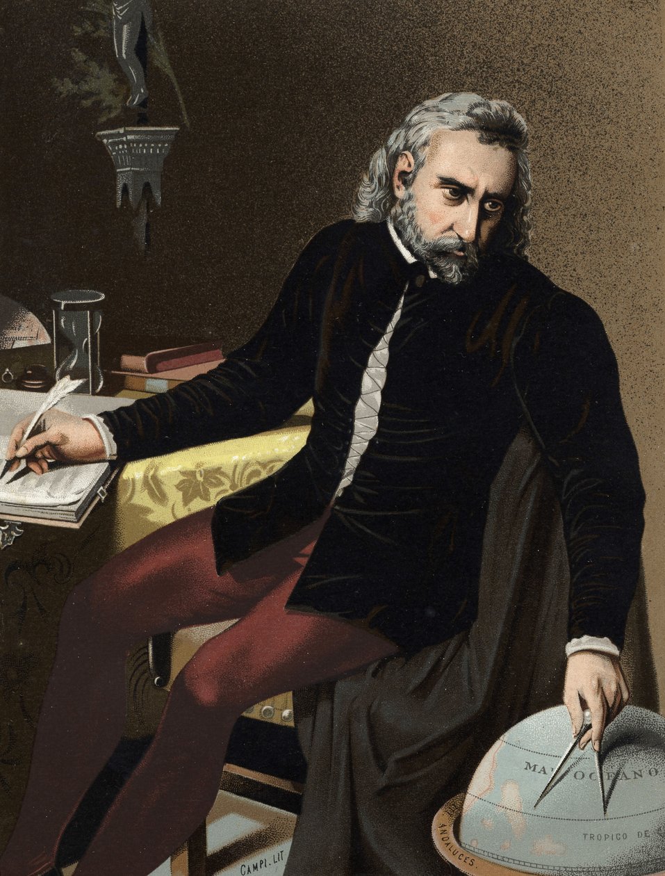 Kolumbusz Kristóf portréja olasz nyelven Cristoforo Colombo: Gének származású navigátor (Genes alkotó: Unknown artist