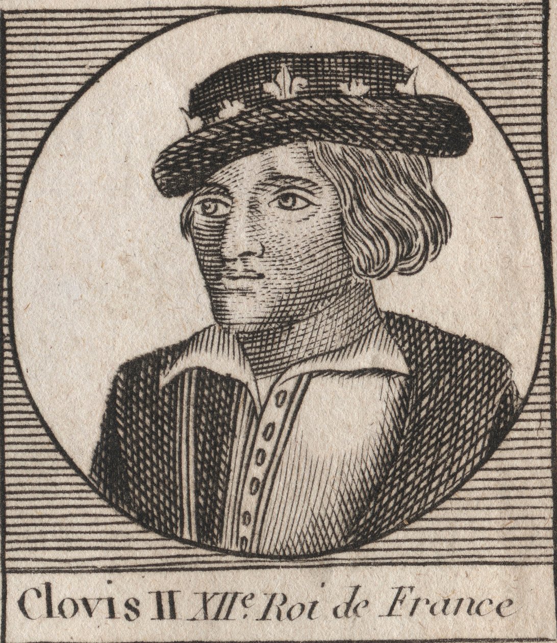 II. Klodvig, a frankok királyának portréja (633-657. vers) - II. Klovisz (634-657 körül), Neustria és Burgundia meroving frank királya (639-657) - metszet a „” Instruction sur l