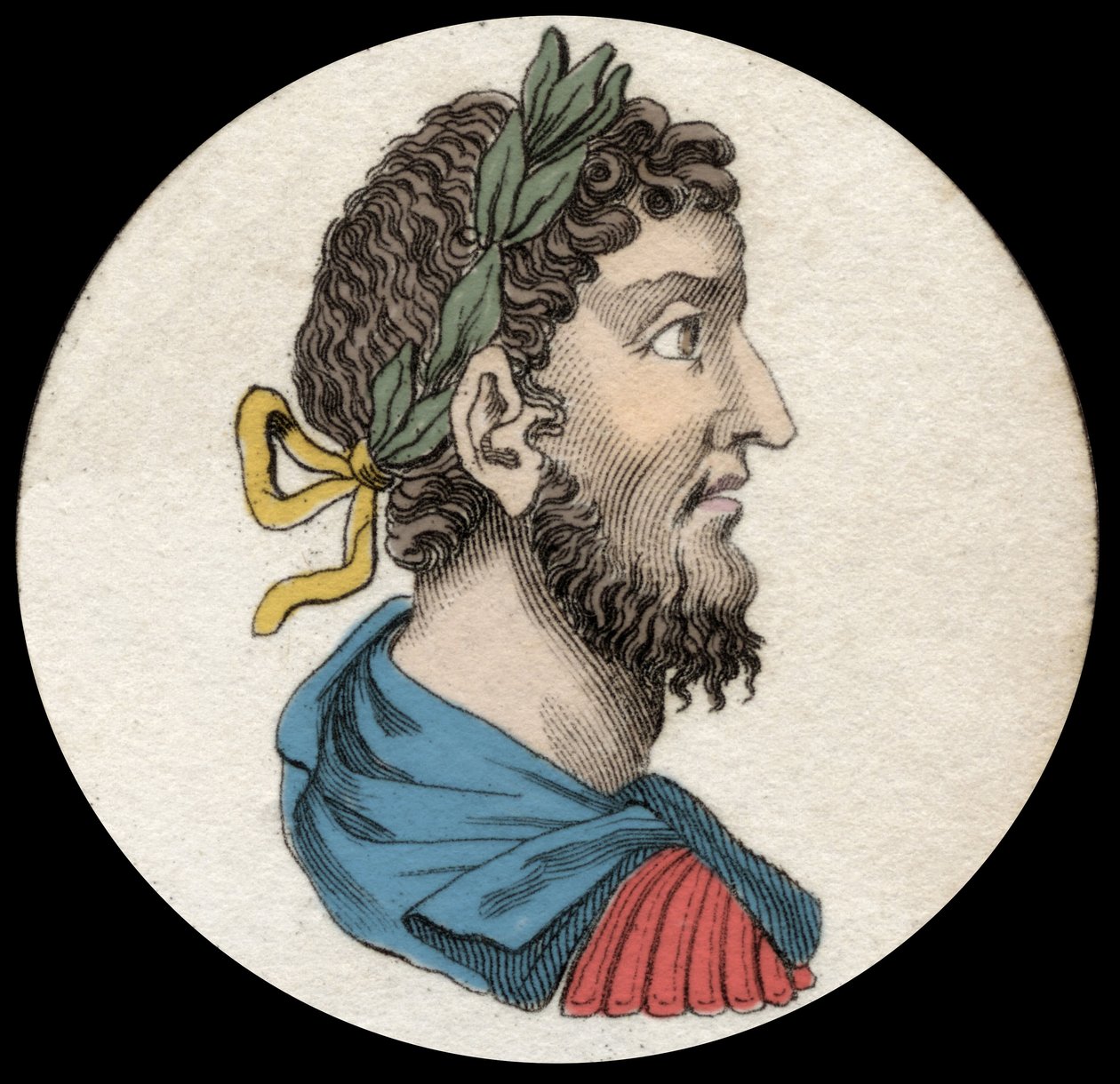 Commodus (161-192), római császár portréja. 19. századi metszet alkotó: Unknown artist