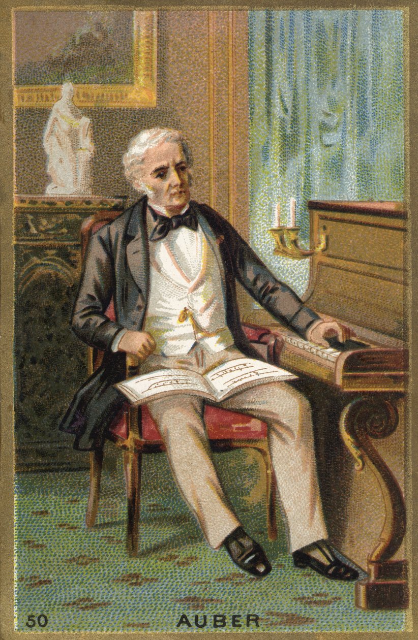 Daniel François Esprit Auber (1782-1871) francia zeneszerző portréja. Kromolitográfia 19. század. alkotó: Unknown artist