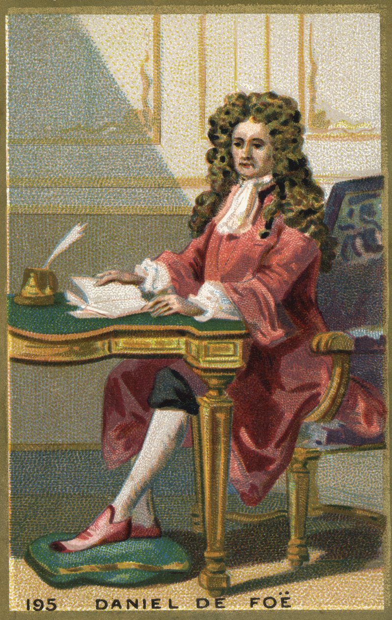 Daniel de Foe vagy Defoe (1660-1731) angol költő, regényíró és újságíró portréja. századi kromolitográfiája. alkotó: Unknown artist