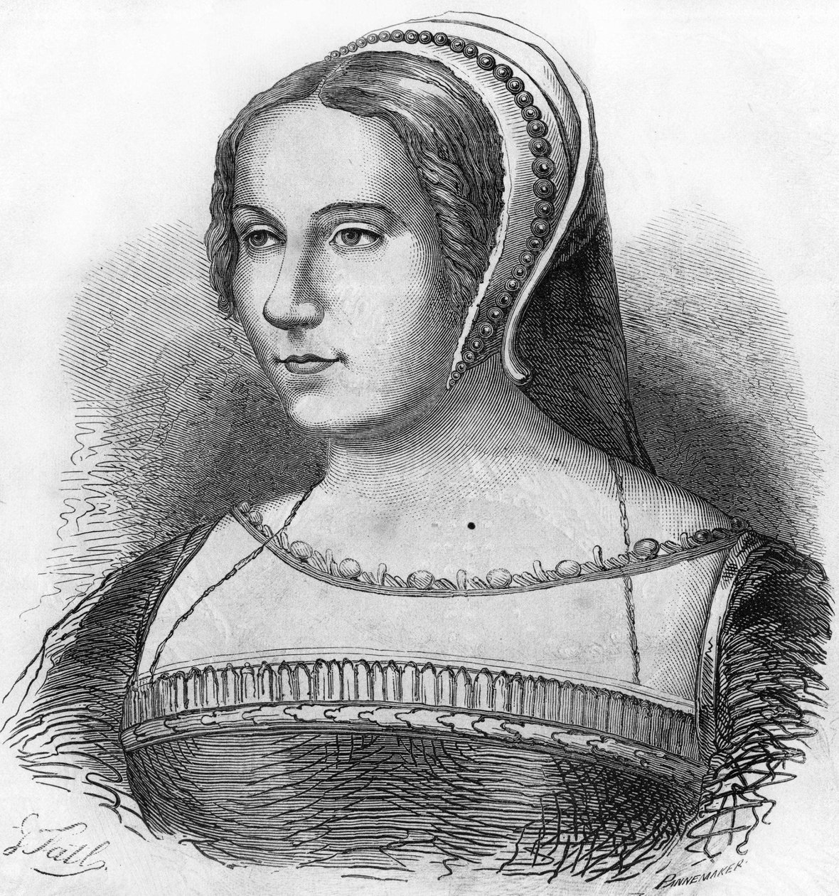 Diane de Poitiers (1499-1566) portréja, II. Henrik kedvence, 19. századi metszet. alkotó: Unknown artist