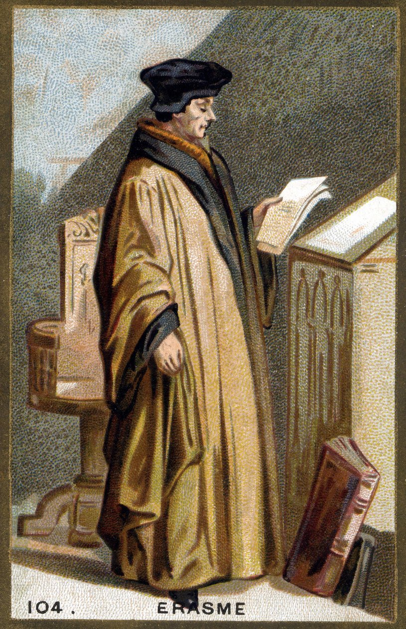 Didier Erasme (1469-1536) holland humanista portréja. 19. századi kromolitográfia. alkotó: Unknown artist