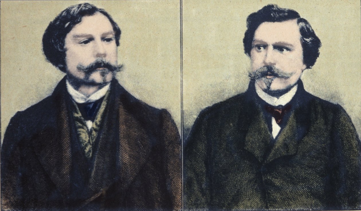 Edmond Goncourt (1822-1896) és Jules Goncourt (1830-1870) írófivérek portréja. alkotó: Unknown artist