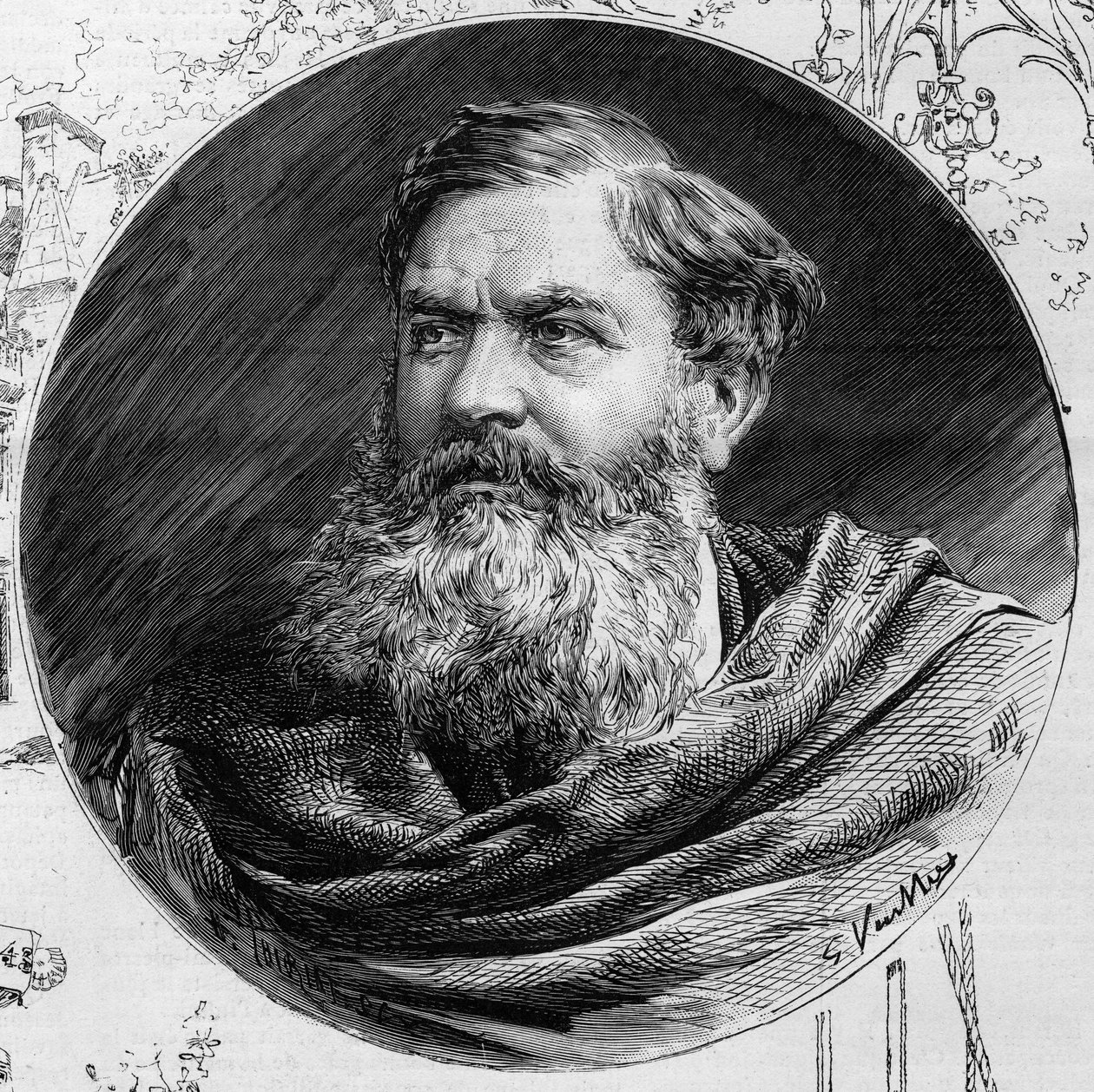Edmond du Sommerard (1817-1885), a Musee de Cluny igazgatójának portréja, A „The Illustrous World” 1885-ben. alkotó: Unknown artist