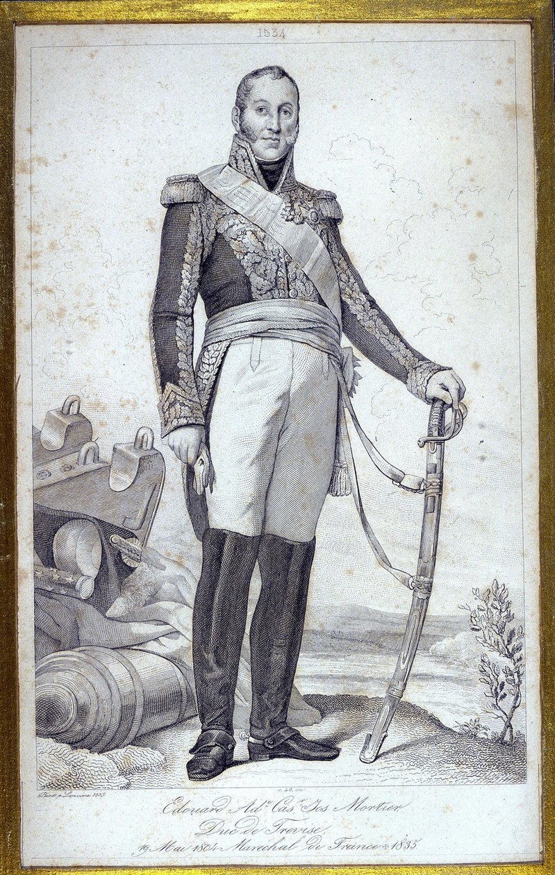 Edouard Adolphe Casimir Joseph Mortier, Trevise hercegének (1768-1835), francia Marechalnak portréja. századi metszet. alkotó: Unknown artist