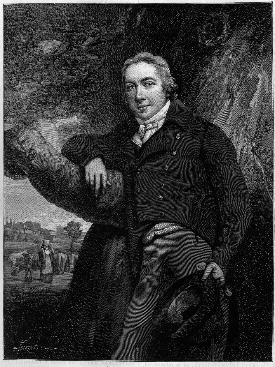 Edward Jenner (1749-1823) angol orvos és természettudós, a himlőoltás feltalálója portréja. Egy korabeli metszetből. Gravírozás a március 30-i „” La Nature: revue des sciences et de leurs applications aux arts et a l
