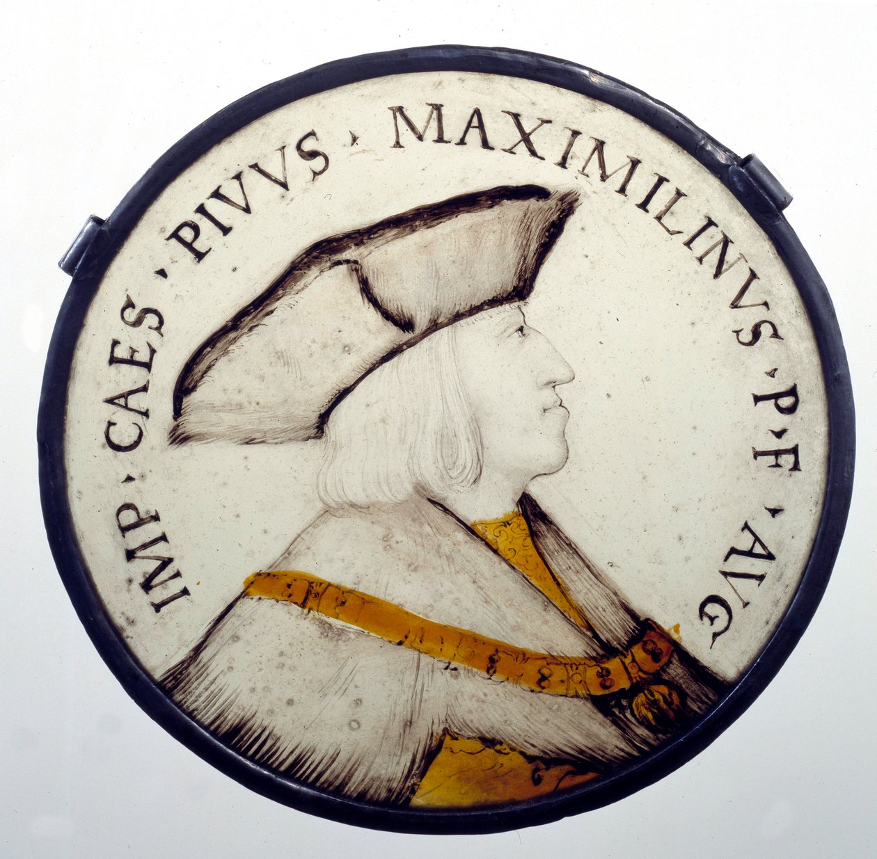 Habsburg I. Maximilian császár (1459-1519) portréja. 16. századi ólomüveg. Párizs, a Becsületrend Múzeuma alkotó: Unknown artist
