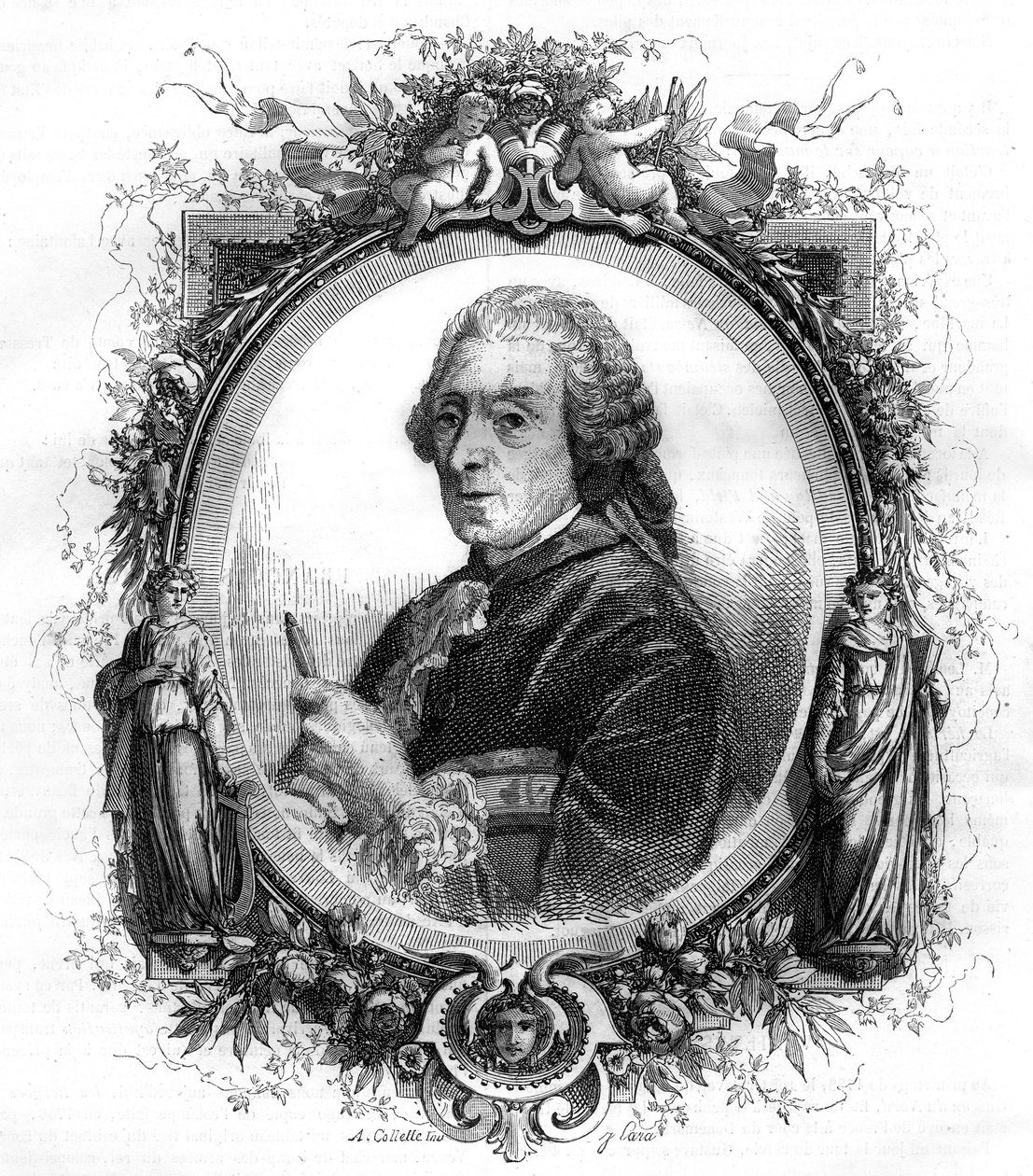 Francois Boucher (1703-1770) angol festő portréja, metszet 1858 alkotó: Unknown artist