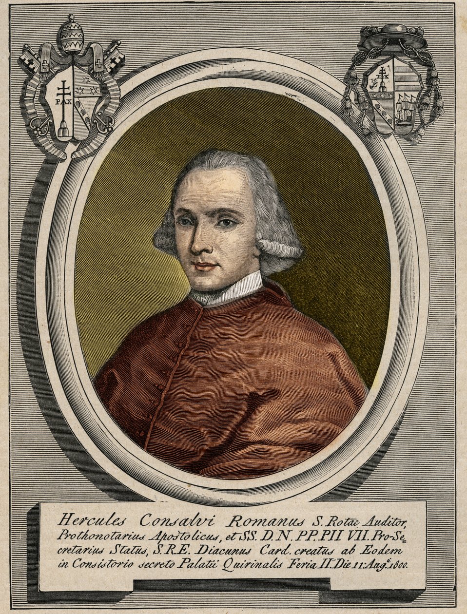 Ercole (Hercules) Consalvi (1757-1824), VII. Pius bíboros államtitkárának portréja. századi metszet. alkotó: Unknown artist