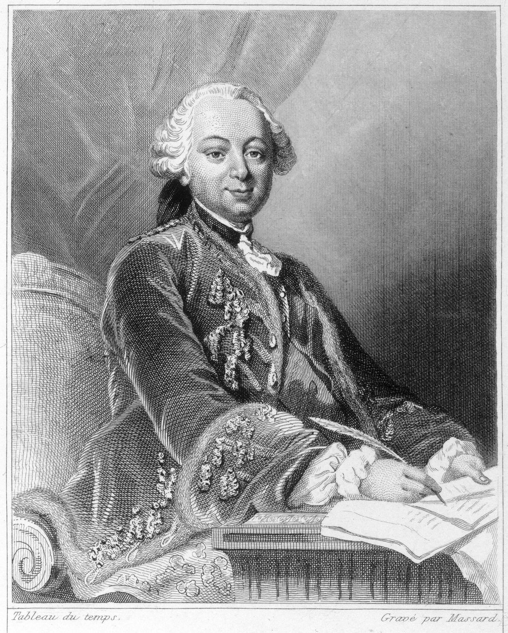 Etienne François, Choiseul hercege (1719 - 1785), francia politikus portréja - Lavallée „Histoire des Français”-jában, metszet, sd. alkotó: Unknown artist