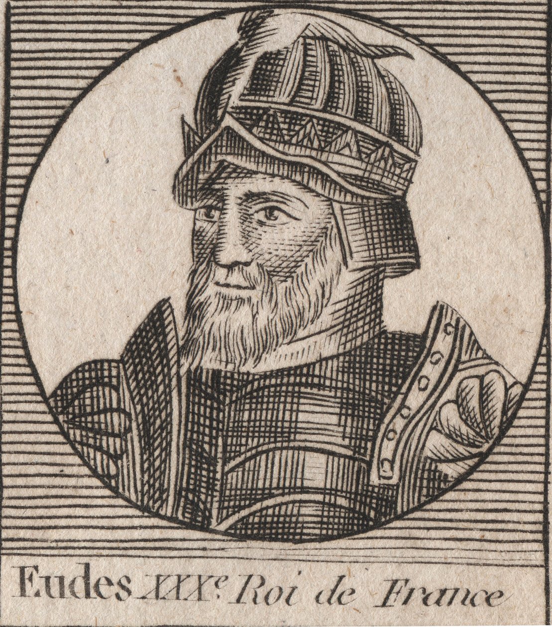 Eudes (Odon) portréja (860 - 898), Párizs és Troyes grófja, majd Franciaország királya – az EUDES Párizs grófja, akit Károly császár letétele után francia trónra választottak – metszet az „Instruction sur l
