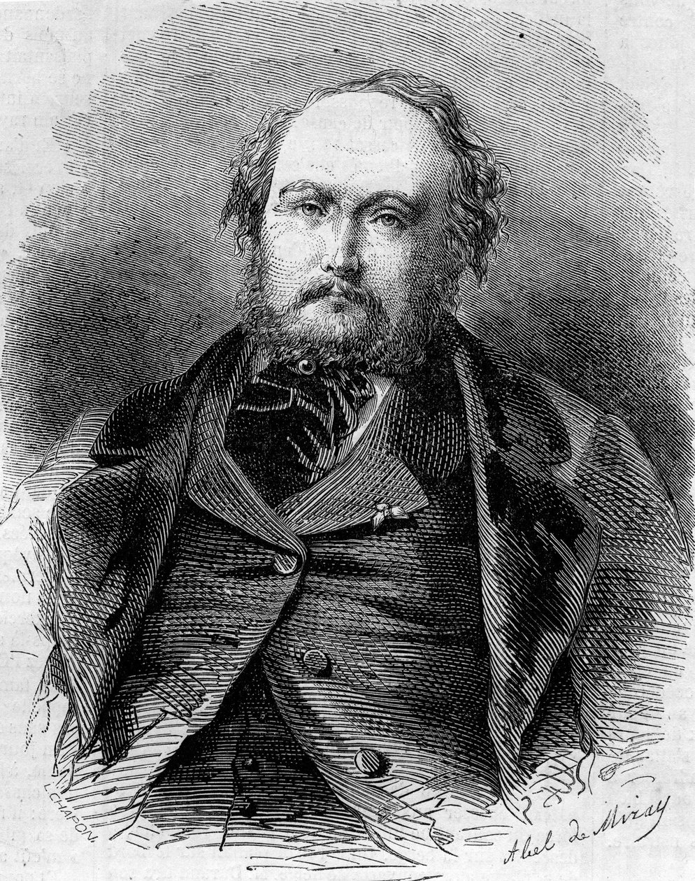 Eugene Guinot (1812-1861) francia újságíró, regény- és drámaíró portréja. Más néven Pierre Durand és Paul Vermond. Metszet a „” Le Monde Illustré”” n¡202-ben, 1861. február 23. alkotó: Unknown artist