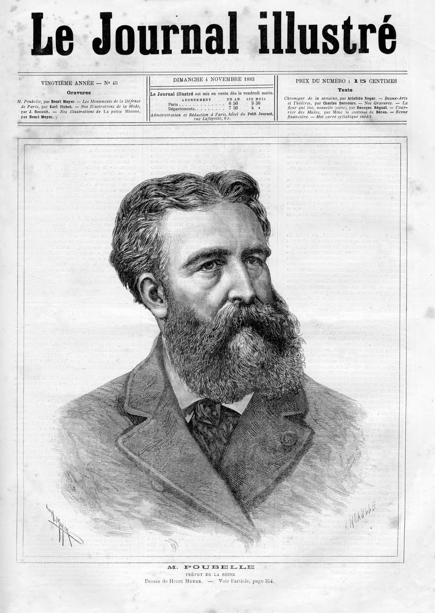 Eugene Rene Poubelle (1831-1907), francia köztisztviselő és a Szajna prefektusának portréja – az 1883-as „The Illustrous Journal” címlapja alkotó: Unknown artist