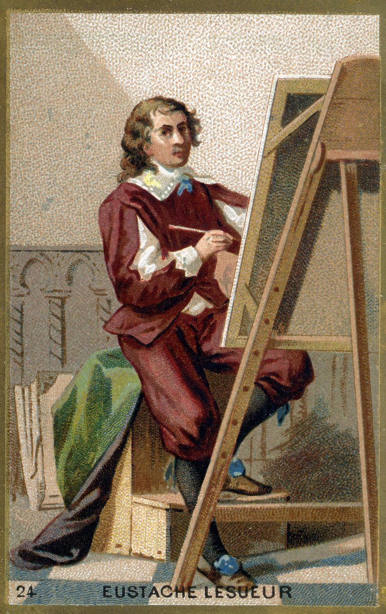 Eustache Le Sueur (1617-1655) francia festő, tervező és dekoratőr portréja. századi kromolitográfiája. alkotó: Unknown artist
