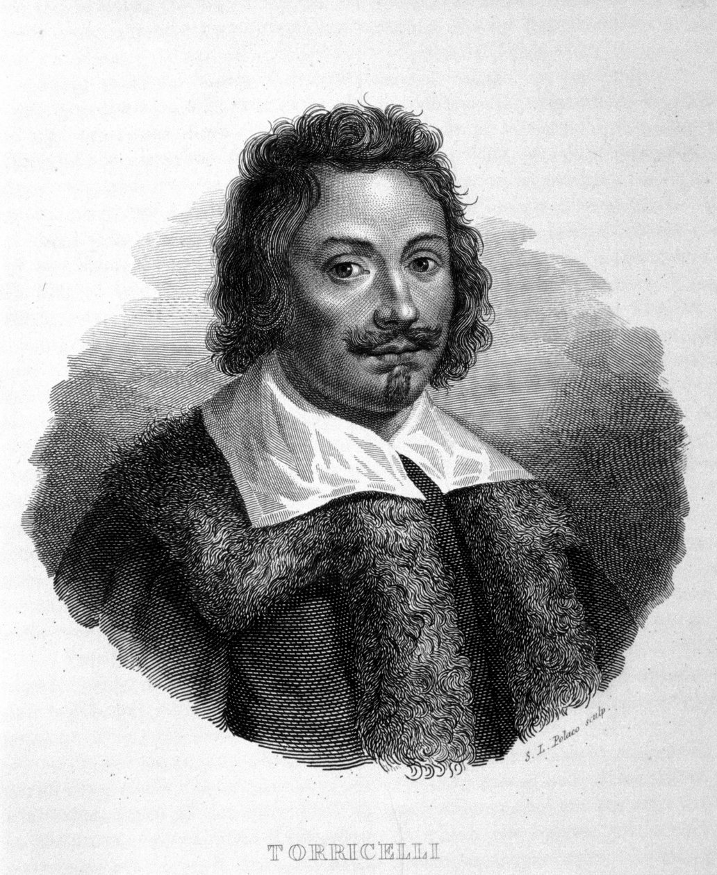 Evangelista Torricelli vagy Toricelli (1608-1647) olasz fizikus portréja. századi olasz metszet alkotó: Unknown artist