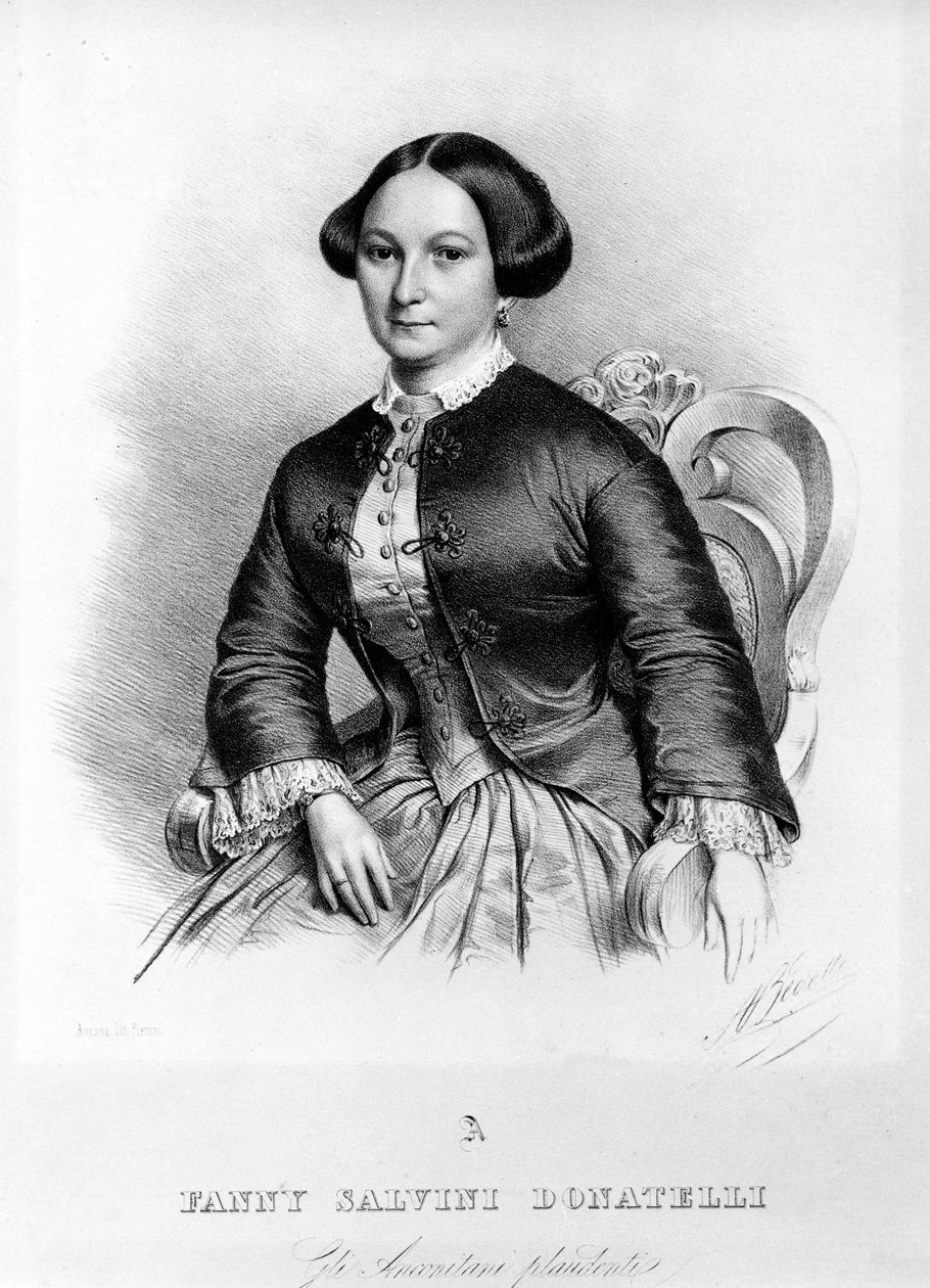Fanny Salvini Donatelli portréja, az énekesnő, aki 1853-ban Giuseppe Verdi „La Traviatájában” az első Violettát adta elő. alkotó: Unknown artist