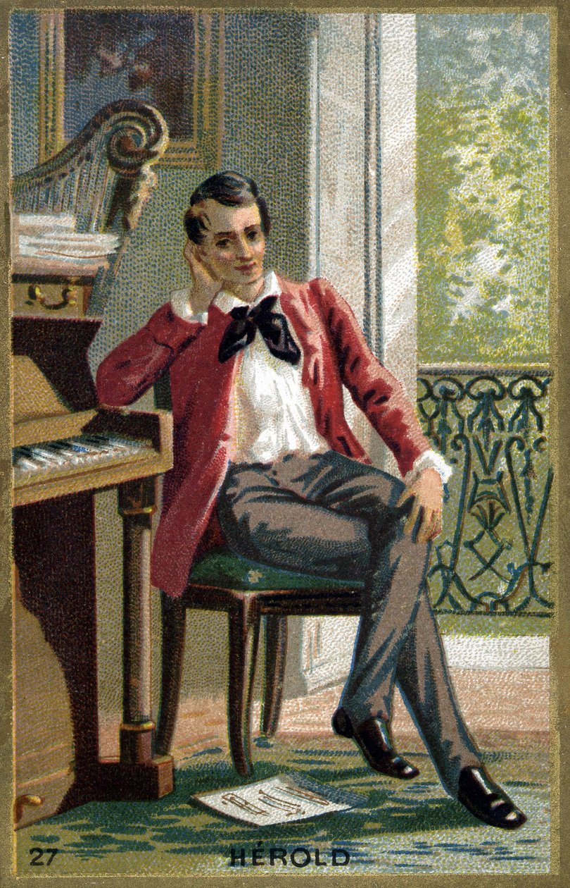 Ferdinand Hérold (1791-1833) francia zeneszerző portréja. századi kromolitográfiája. alkotó: Unknown artist