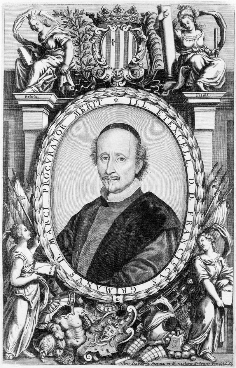 Francesco Grimani, 16. századi velencei egyházi portré. Velence püspöke és pátriárkája volt. Metszés alkotó: Unknown artist