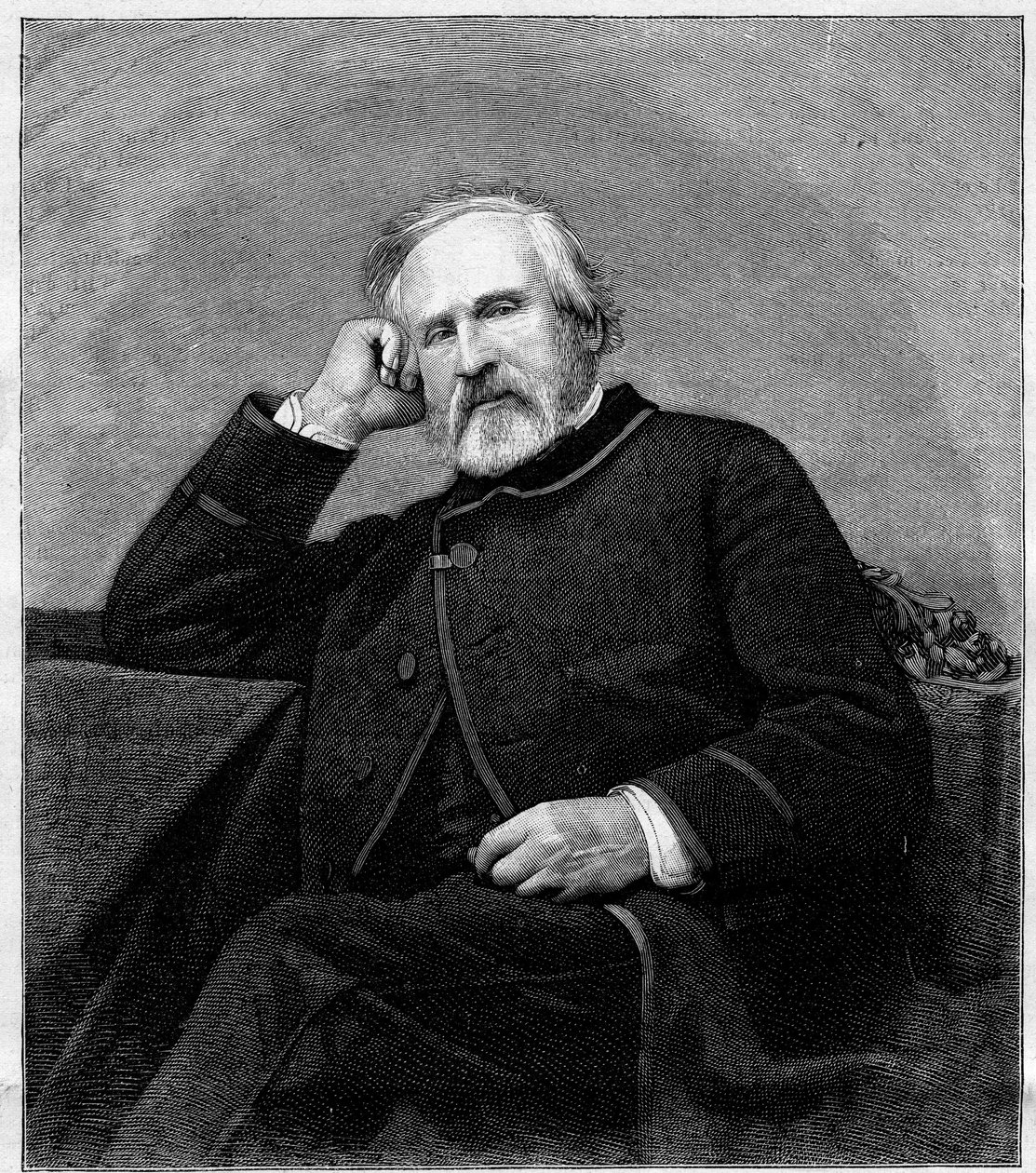 Francois Auguste Biard (1798-1882) francia festő portréja. Metszet a „” Le Monde Illustré”” 1318. számában, 1882. július 1.. alkotó: Unknown artist