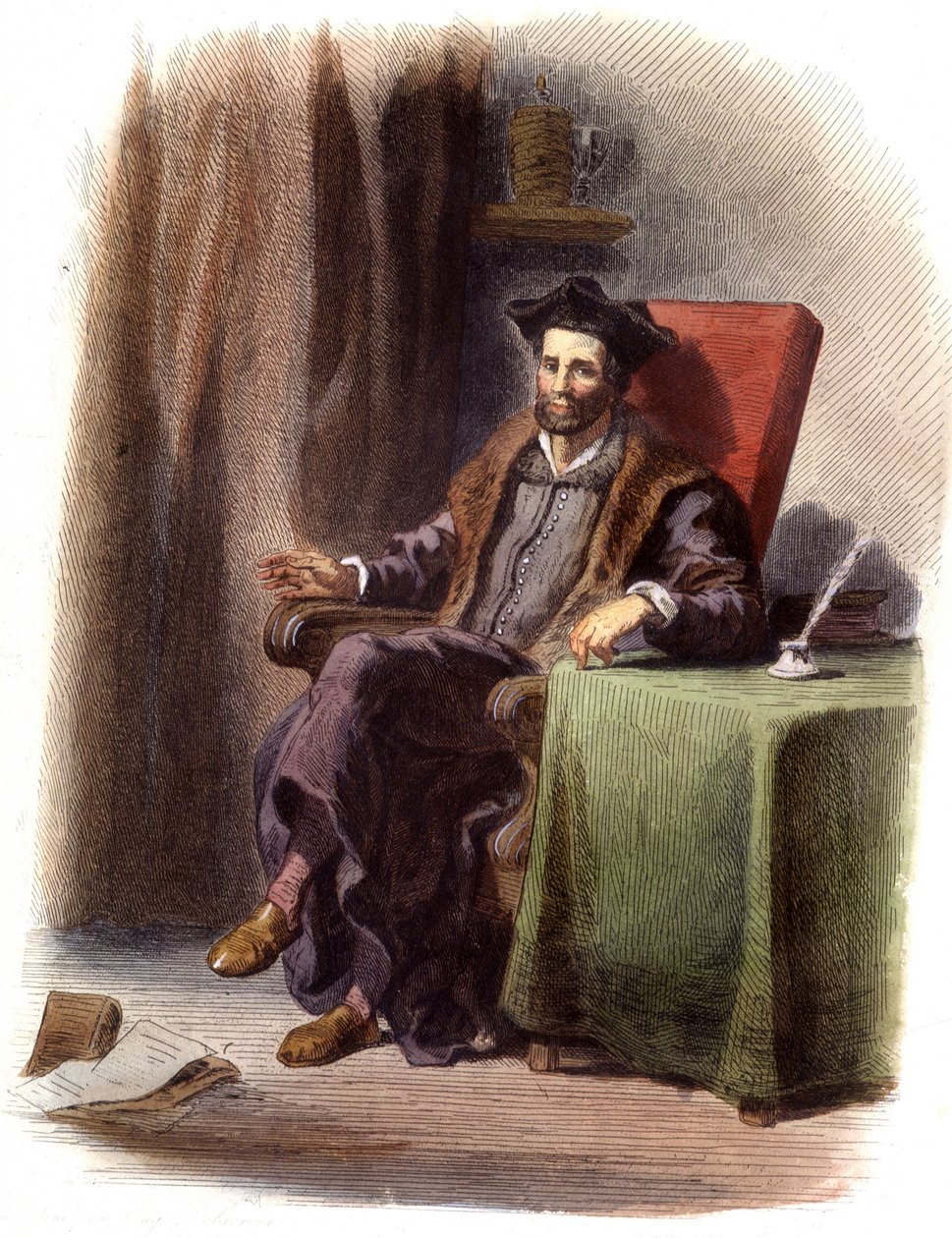 François Rabelais ülő portréja (1483-1553) – a „Le Plutarque francais”-ban”, Ed. Mennechet alkotó: Unknown artist