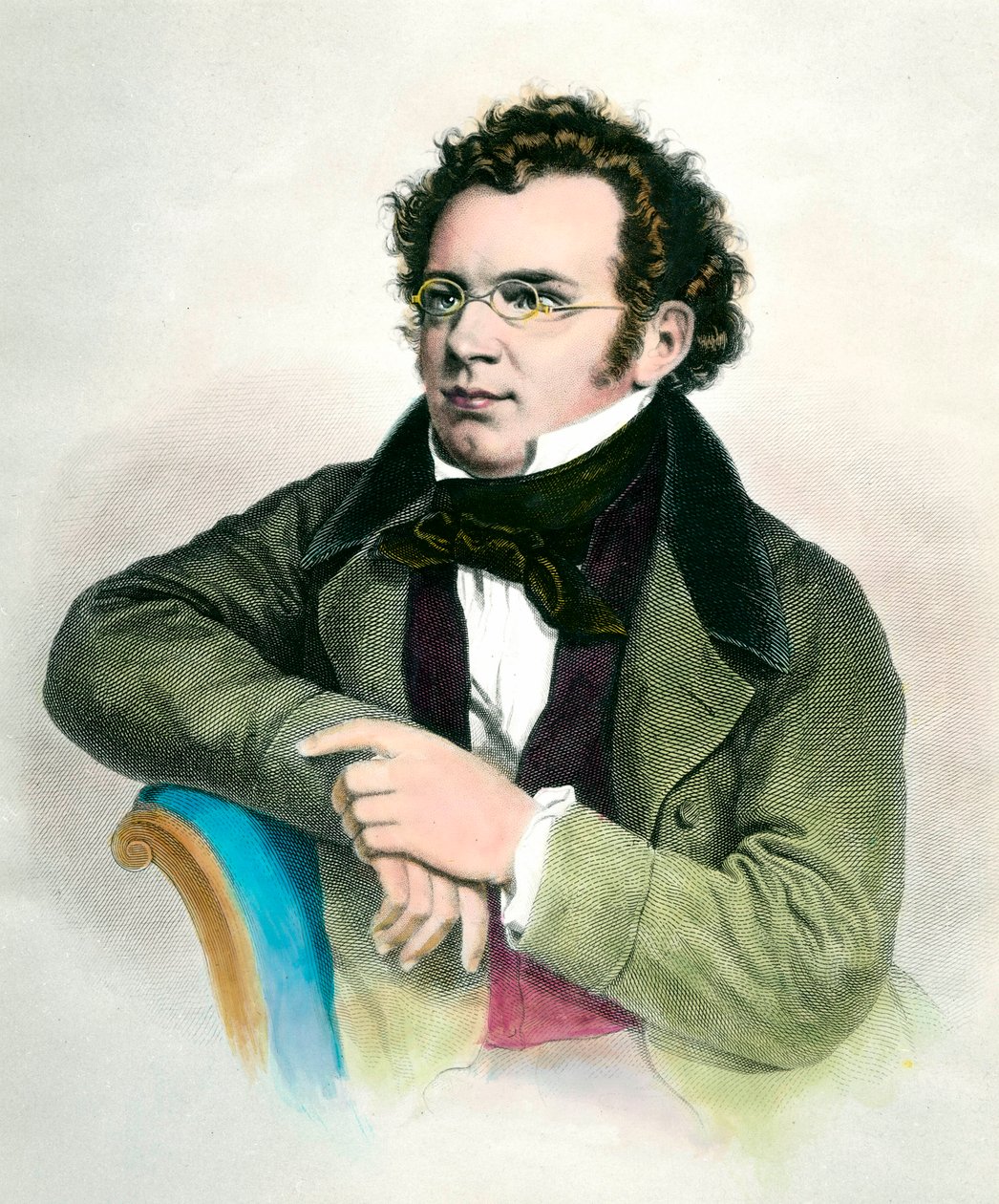 Franz Schubert (1797-1828) osztrák zeneszerző portréja. századi metszet. Magángyűjtemény alkotó: Unknown artist