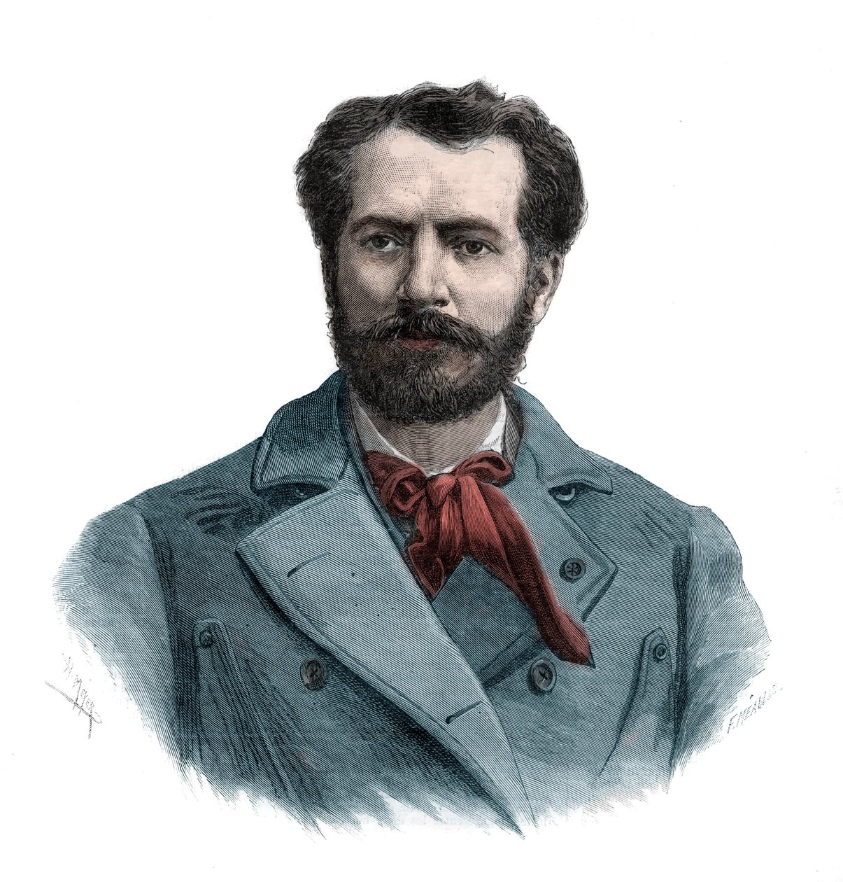 Frederic Auguste Bartholdi (1834-1904) francia szobrász portréja - metszet 1883 alkotó: Unknown artist