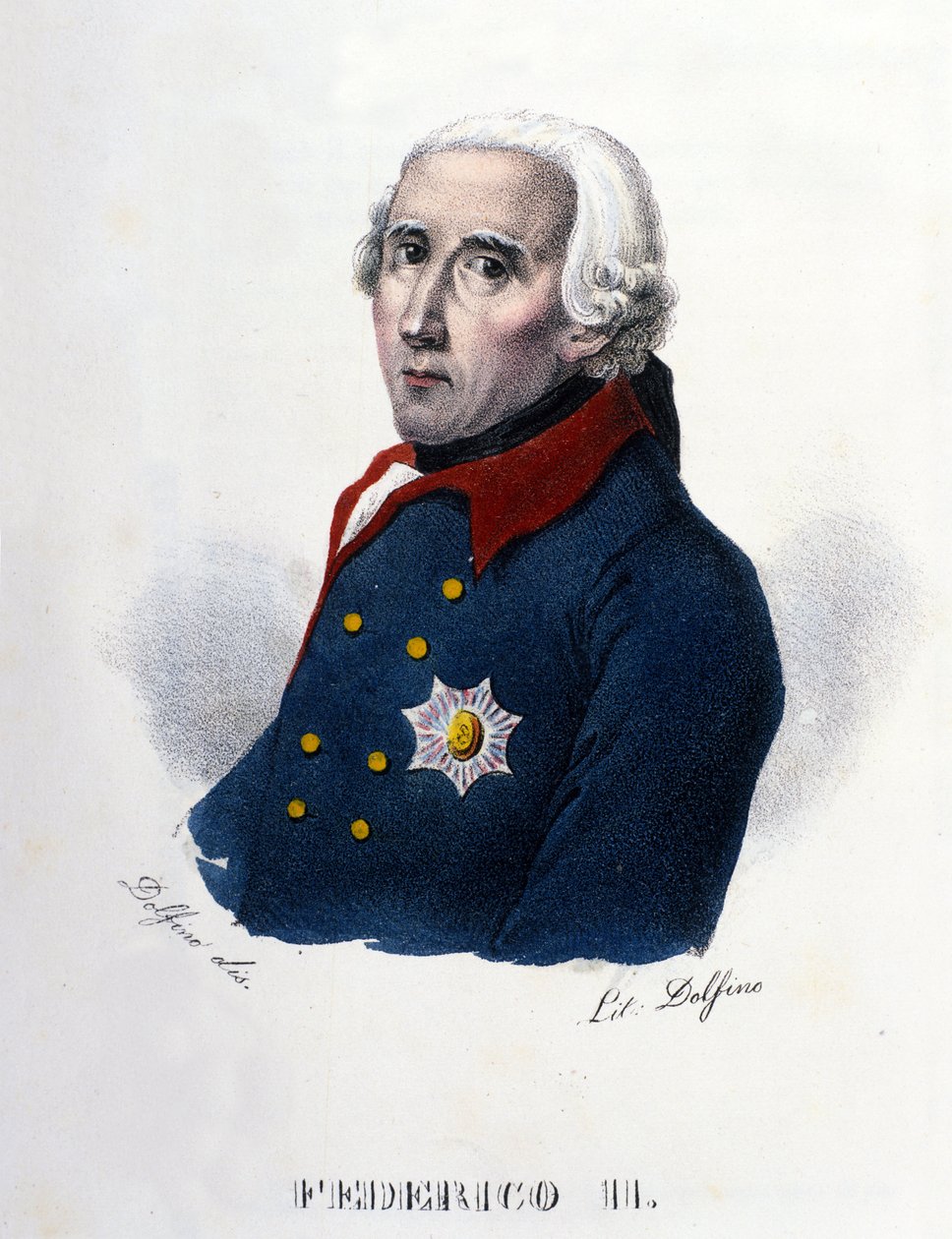 Nagy Frigyesként ismert II. Frigyes (1712-1786) portréja. századi metszet. . alkotó: Unknown artist
