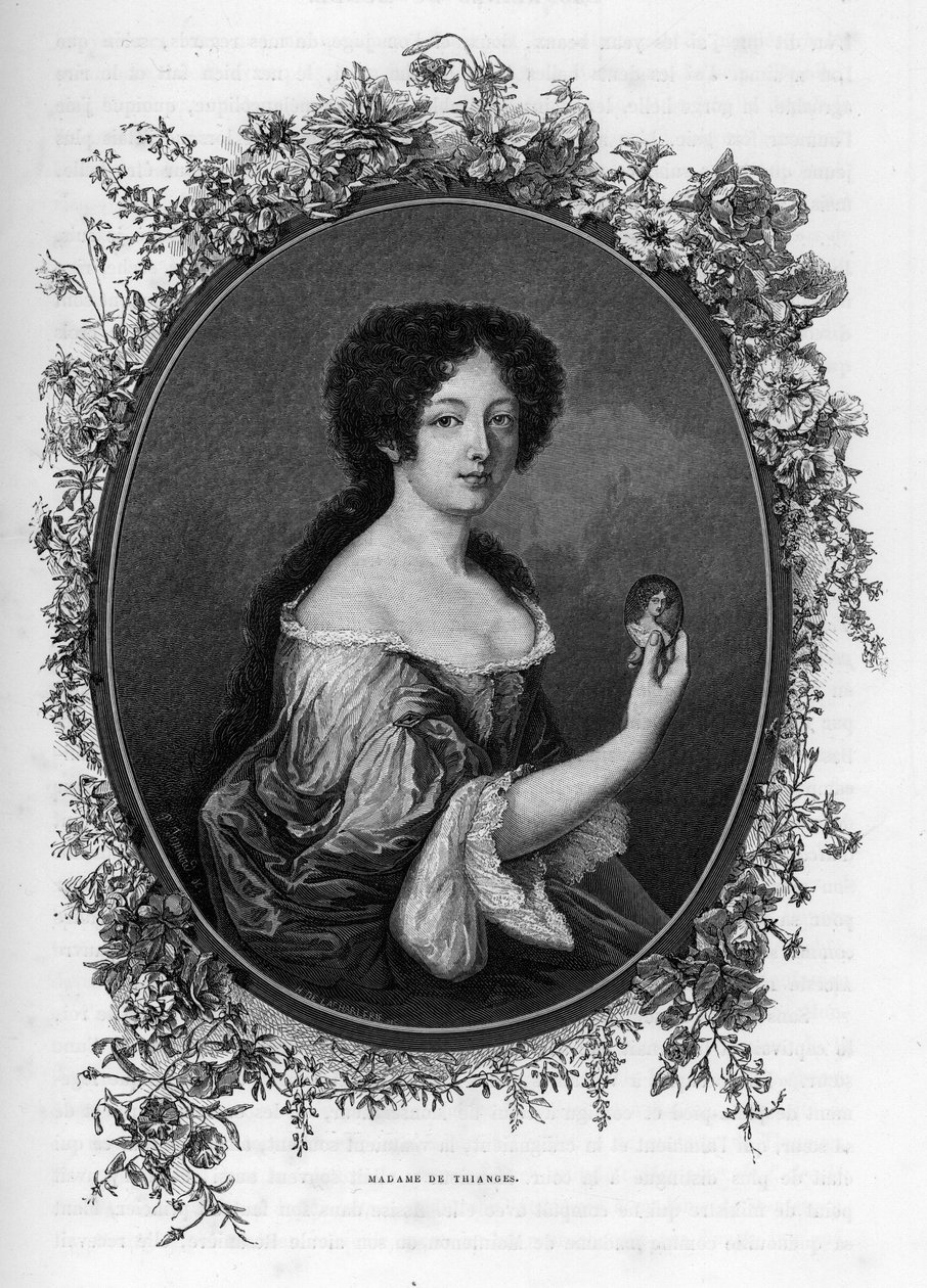 Gabrielle de Rochechouart de Mortemart, de Thianges márkiné (1633-1693), francia arisztokrata portréja – Első íróink 1862-es metszete „A világ királynői” című művében. A könyv J. G. D. ARMENGAUD irányítása alatt jelent meg. alkotó: Unknown artist