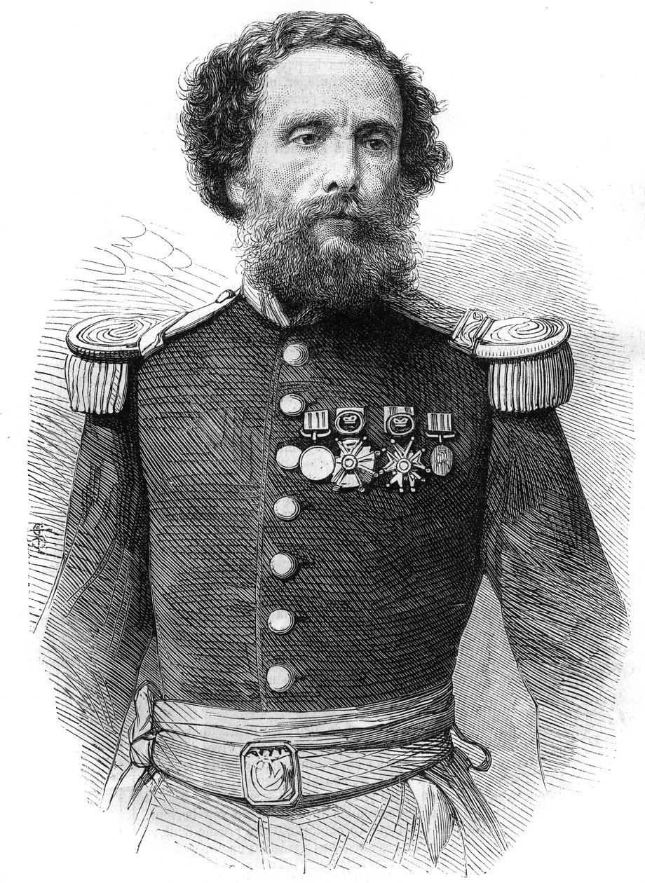 Juan Antonio Pezet tábornok (1809-1879), a Perui Köztársaság elnökének portréja. Metszet a „The Illustrious Universe”-be alkotó: Unknown artist