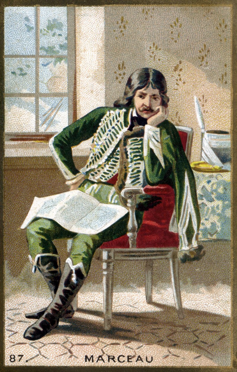 Marceau tábornok (1769 - 1796) portréja. A 19. század végének kromolitográfiája. alkotó: Unknown artist