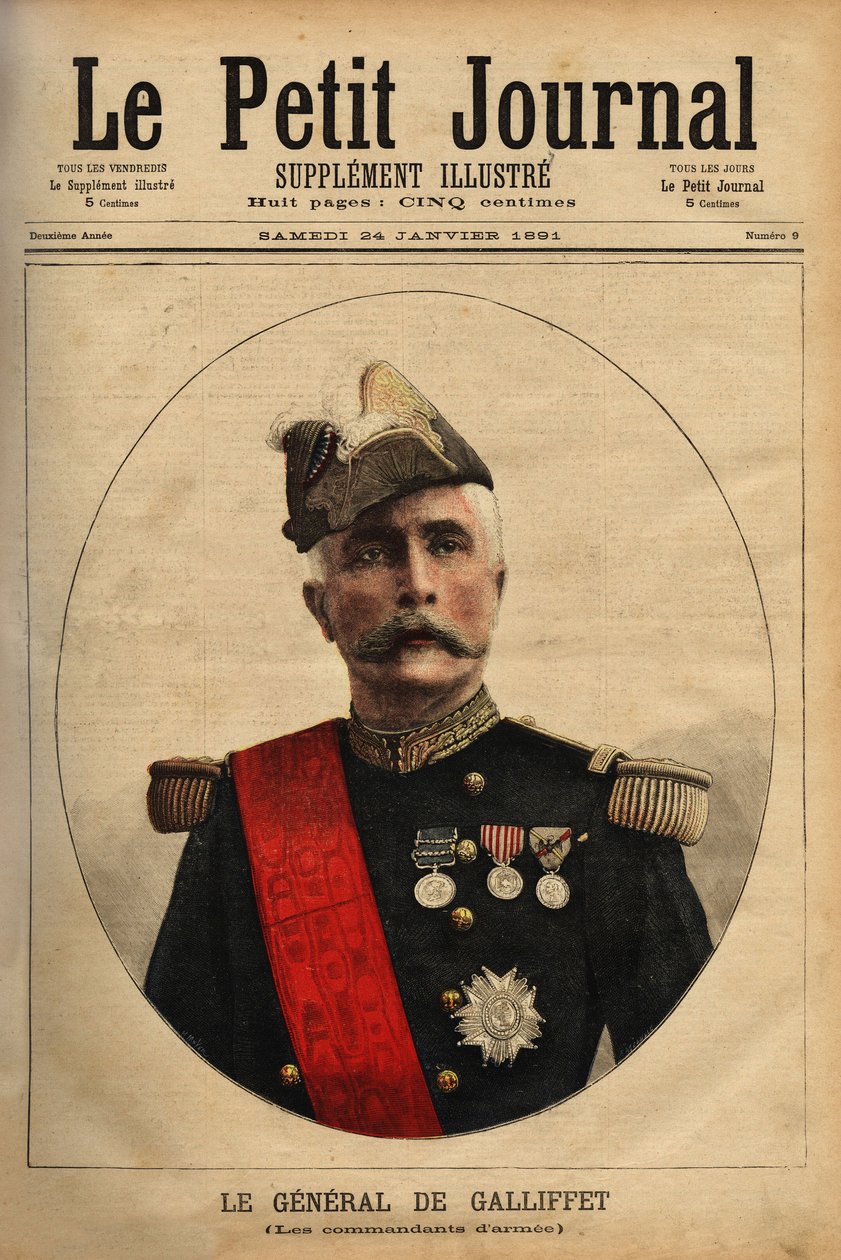 Gaston de Galliffet márki (1830-1909), hadseregparancsnok, 1879-ben a köztársasági elnökjelölt és 1899-ben hadügyminiszter portréja. Metszet a „Le petit Journal illustrious”-ban” 1891.01.24. Selva gyűjteménye. alkotó: Unknown artist