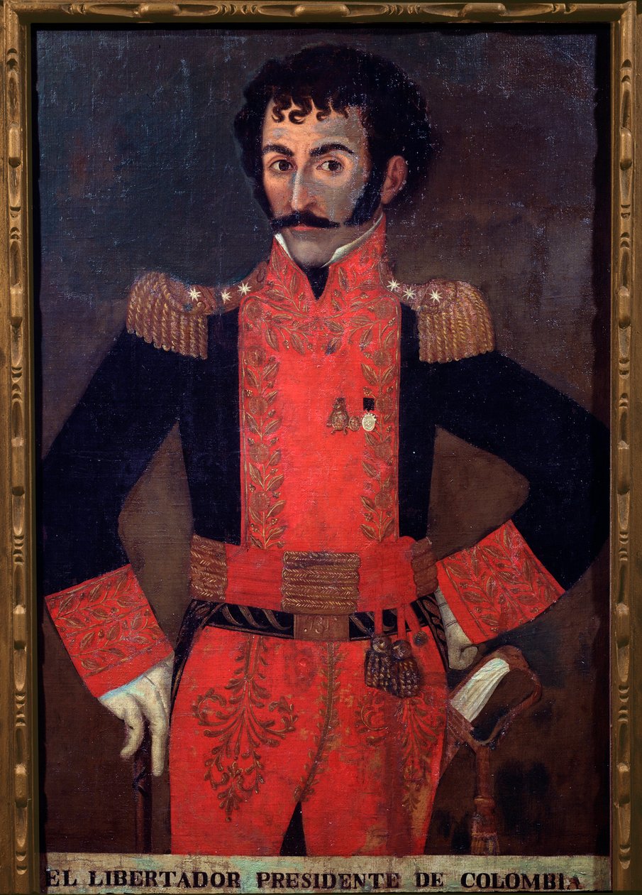 Santander tábornok, kolumbiai katonaság és államférfi portréja (olaj, vászon alkotó: Unknown artist